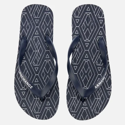 Armani Exchange Men's AX Flip Flops - AX Geometric Navy