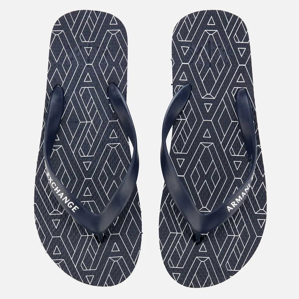 Armani Exchange Men's AX Flip Flops - AX Geometric Navy Image 1