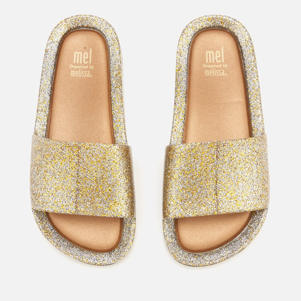 Mini Melissa Kids' Beach Slide Sandals - Gold Glitter Image 1