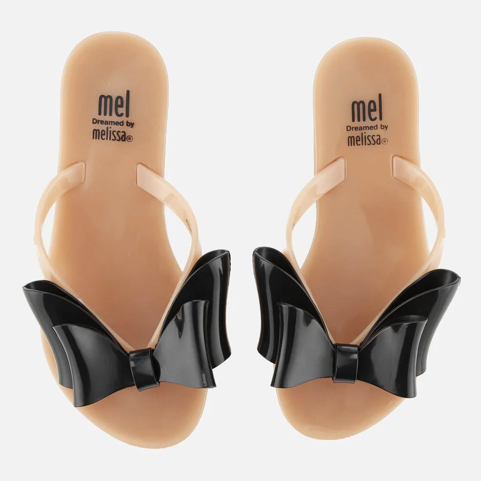 Mini Melissa Kids' Harmonic Tie Bow Toe Post Sandals - Nude/Black Image 1