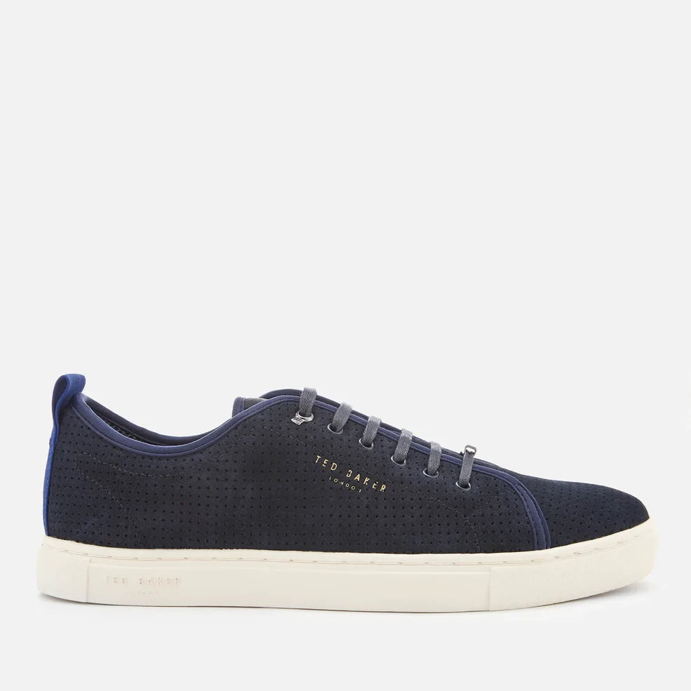 Ted Baker Men's Kaliix Perforated Suede Low Top Trainers - Dark Blue Image 1