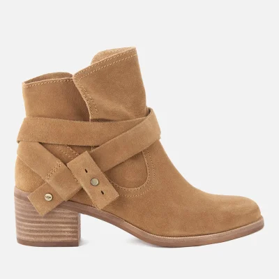 UGG Women's Elora Suede Heeled Ankle Boots - Chestnut
