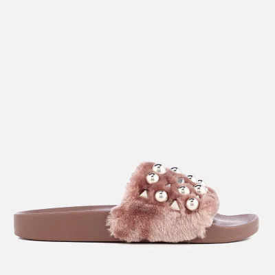 Steve Madden Women's Yeah Faux Fur Slide Sandals - Mauve