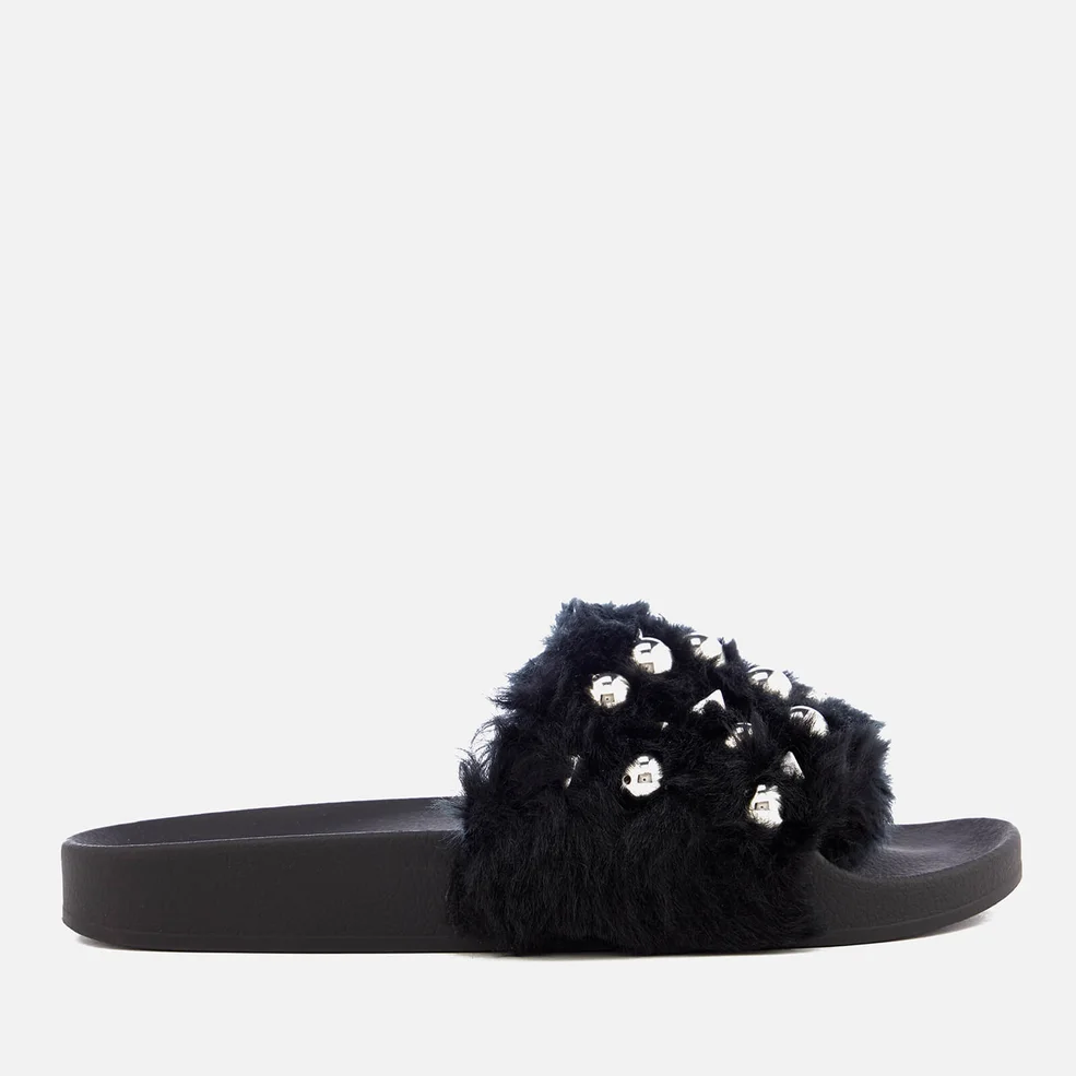 Steve Madden Women's Yeah Faux Fur Slide Sandals - Black Image 1
