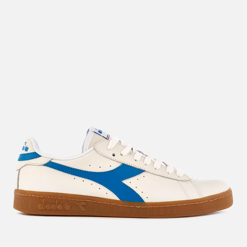 Diadora Men's Game Low L Grained Leather Trainers - White/Imperial Blue Image 1
