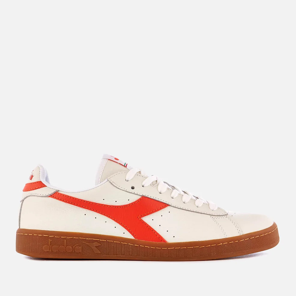 Diadora Men's Game Low L Grained Leather Trainers - Super White/Tangerine Image 1