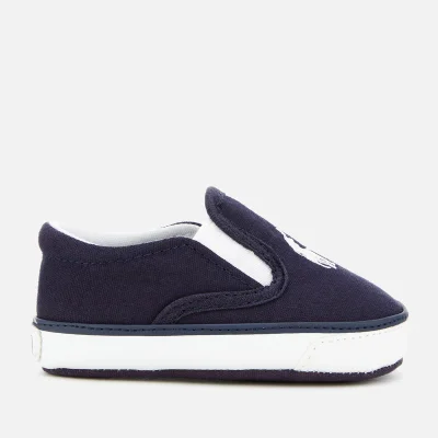 Polo Ralph Lauren Babies' Bal Harbour II Canvas Slip-On Trainers - Navy/White
