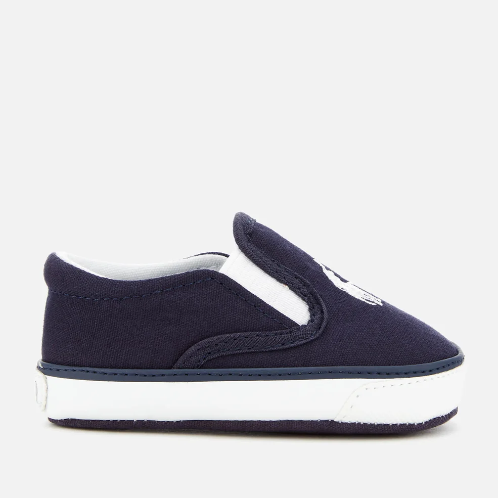 Polo Ralph Lauren Babies' Bal Harbour II Canvas Slip-On Trainers - Navy/White Image 1