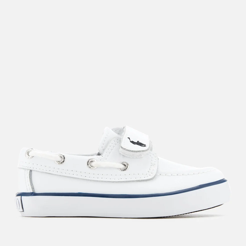 Polo Ralph Lauren Toddlers' Sander EZ Leather Boat Shoes - White/Navy Image 1