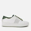 MICHAEL MICHAEL KORS Women's Poppy Perforated Leather Lace Up Trainers - Optic White/Green - Image 1