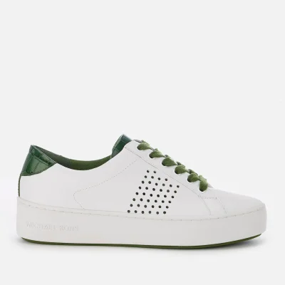 MICHAEL MICHAEL KORS Women's Poppy Perforated Leather Lace Up Trainers - Optic White/Green