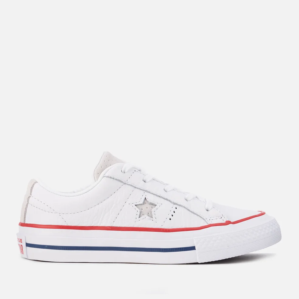 Converse Kids' One Star Ox Trainers - White/Gym Red/White Image 1