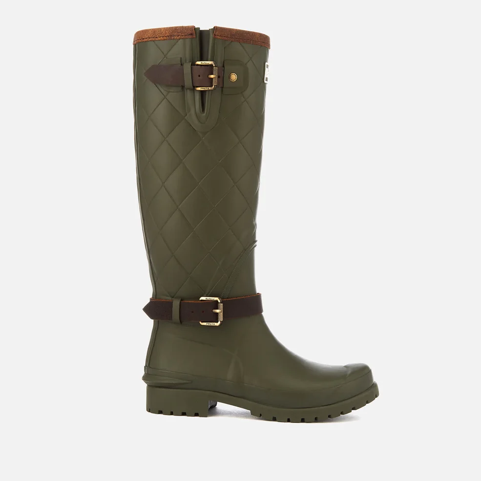 Barbour Women's Lindisfarne Quilted Tall Wellies - Olive Image 1