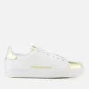 Emporio Armani Women's Serena Leather Low Top Trainers - White/Gold - Image 1