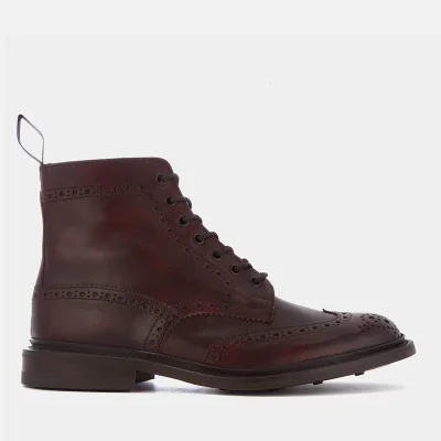 Tricker's Men's Stow Museum Leather Brogue Lace Up Boots - Burgundy