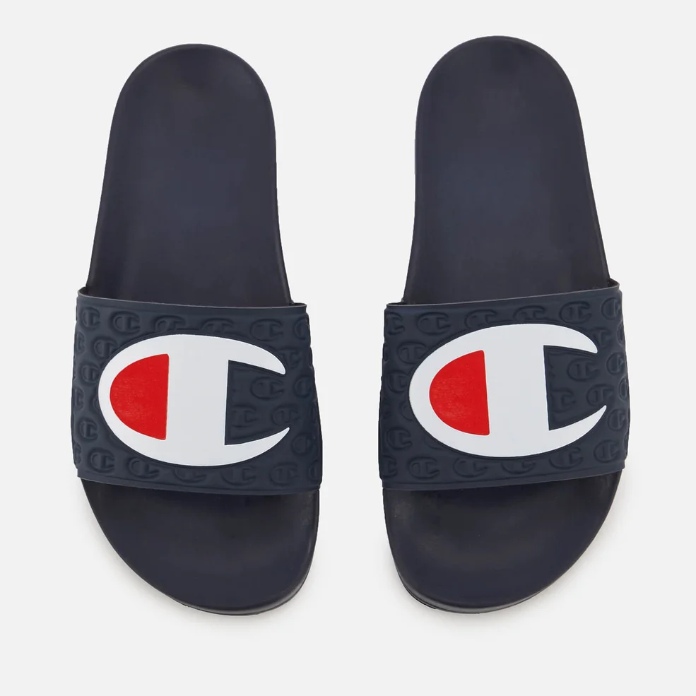 Champion Men's Logo Pool Slide Sandals - Navy Image 1