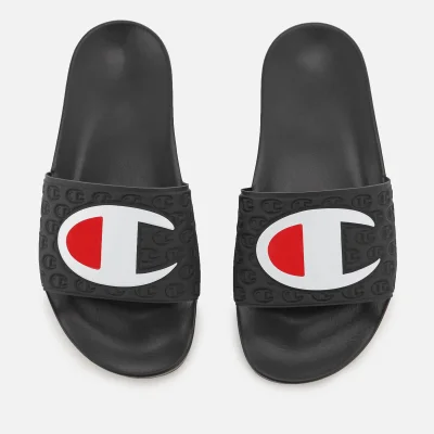 Champion Men's Logo Pool Slide Sandals - Black