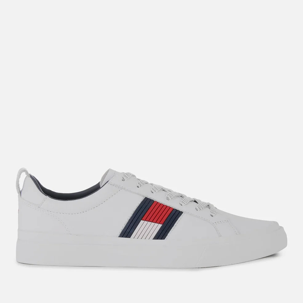 Tommy Hilfiger Men's Flag Detail Leather Trainers - White Image 1
