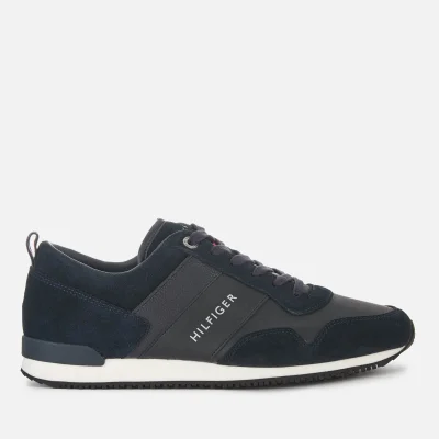 Tommy Hilfiger Men's Iconic Leather/Suede Mix Running Style Trainers - Midnight