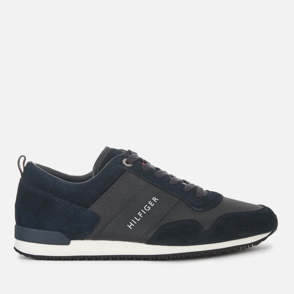 Tommy Hilfiger Men's Iconic Leather/Suede Mix Running Style Trainers - Midnight Image 1