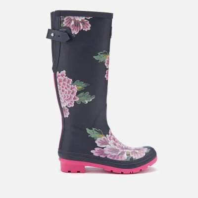 Joules Women's Welly Print Back Adjustable Tall Wellies - Navy Chinoise