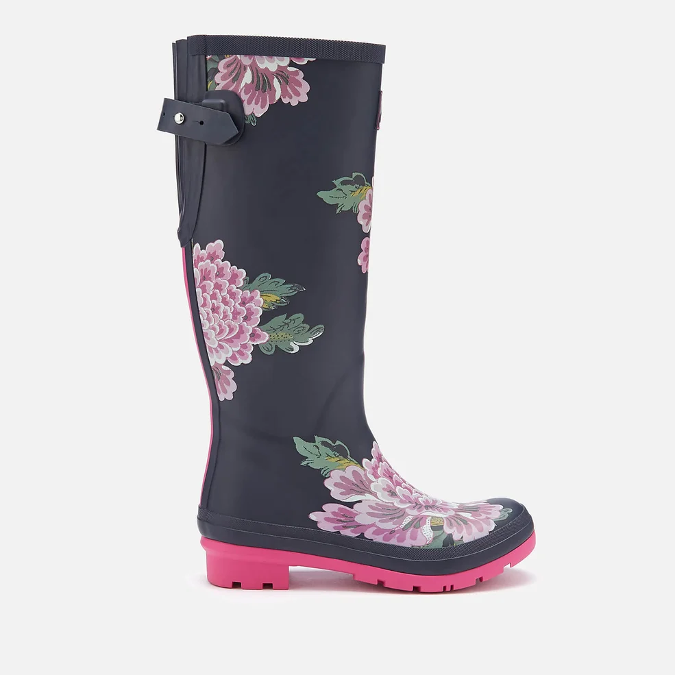Joules Women's Welly Print Back Adjustable Tall Wellies - Navy Chinoise Image 1