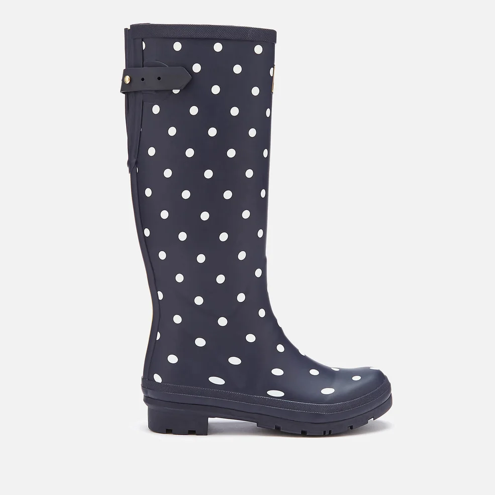 Joules Women's Welly Print Back Adjustable Tall Wellies - French Navy Spot Image 1