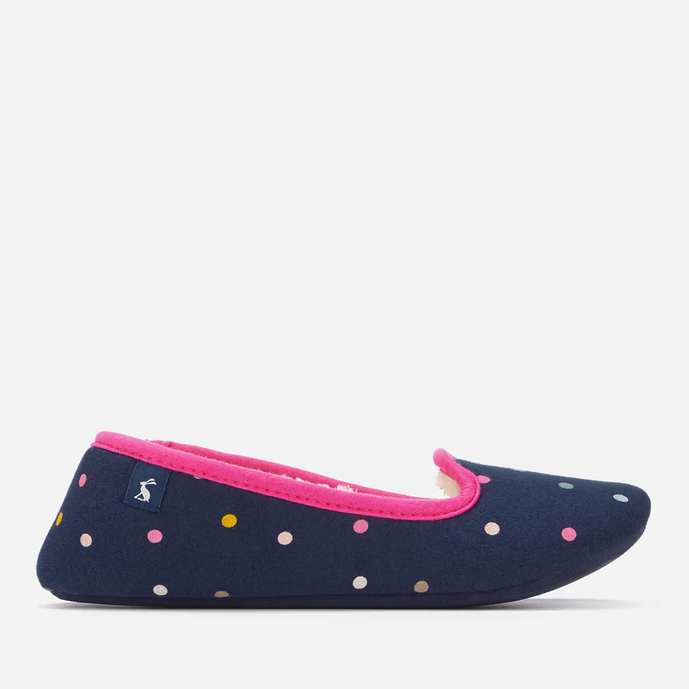 Joules Women's Dreama Fleece Lined Printed Slippers - French Navy Spot Image 1