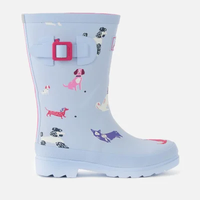 Joules Kids' Printed Wellies - Sky Blue Dotty Dogs
