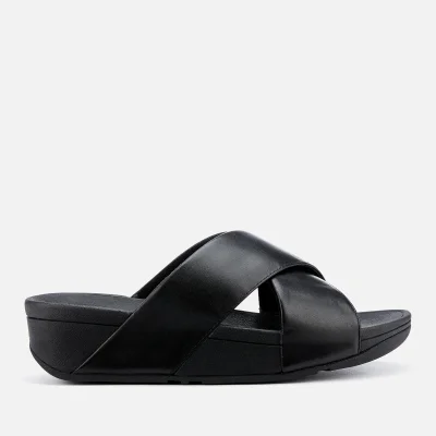 FitFlop Women's Lulu Leather Cross Slide Sandals - Black
