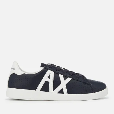 Armani Exchange Men's Perforated Leather Low Top Trainers - Navy/White