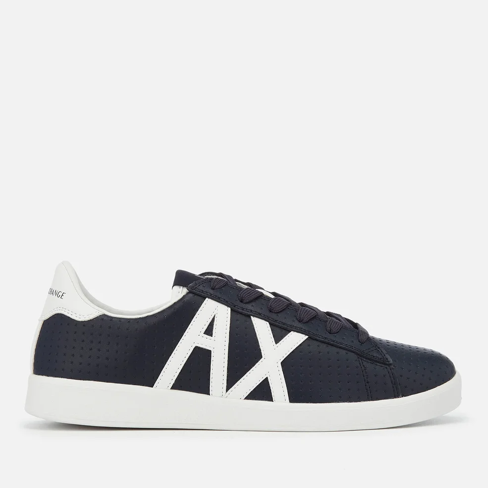 Armani Exchange Men's Perforated Leather Low Top Trainers - Navy/White Image 1