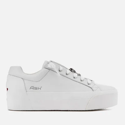 Ash Women's Buzz Leather Flatform Trainers - White/Red