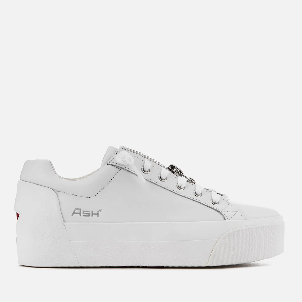 Ash Women's Buzz Leather Flatform Trainers - White/Red Image 1