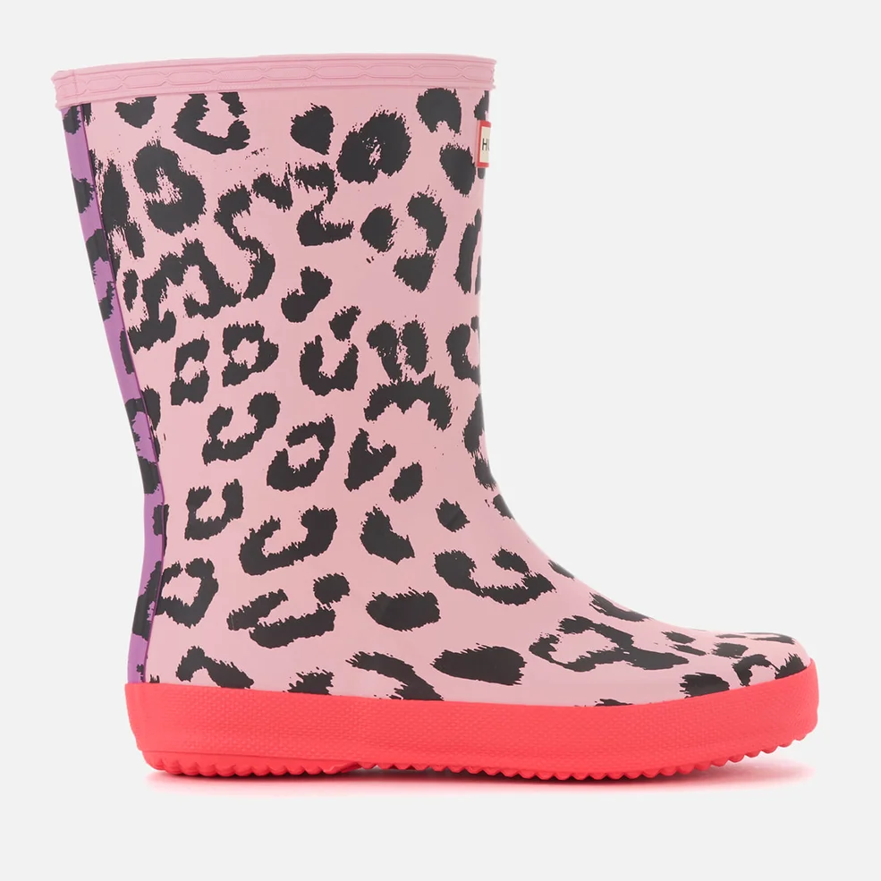 Hunter Kids' First Classic Leopard Print Wellies - Mist Pink/Hyper Pink/Thistle Image 1