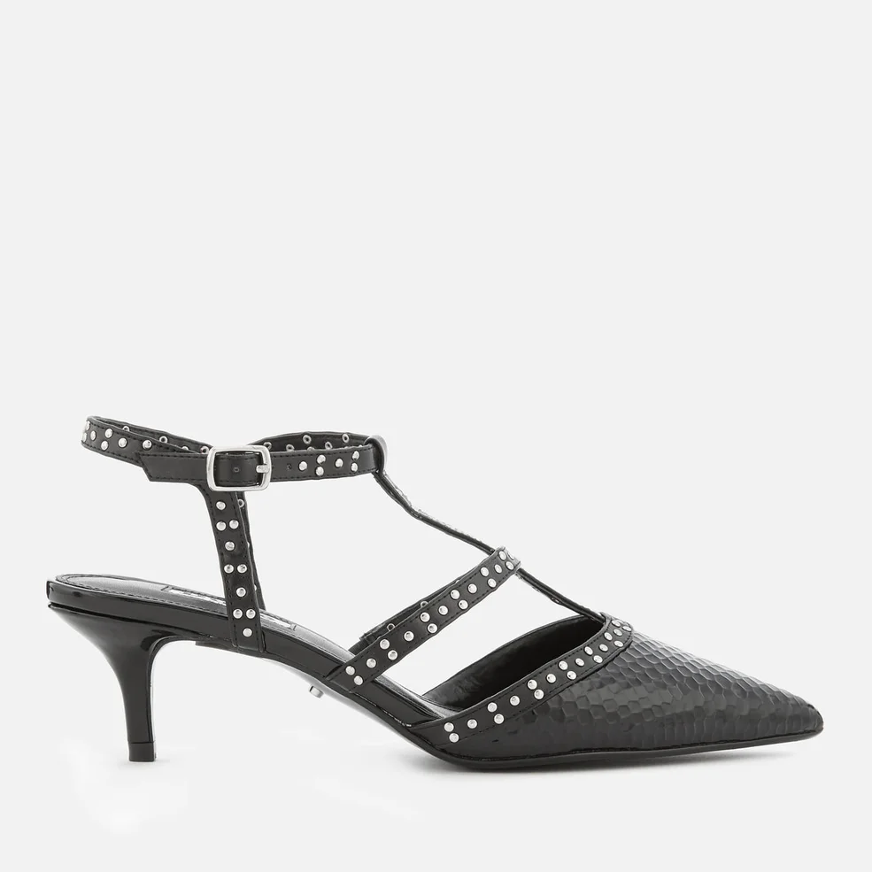Dune Women's Cristyn T Bar Court Shoes - Black Reptile Image 1