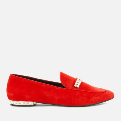 Dune Women's Gara Suede Jewelled Heel Loafers - Red