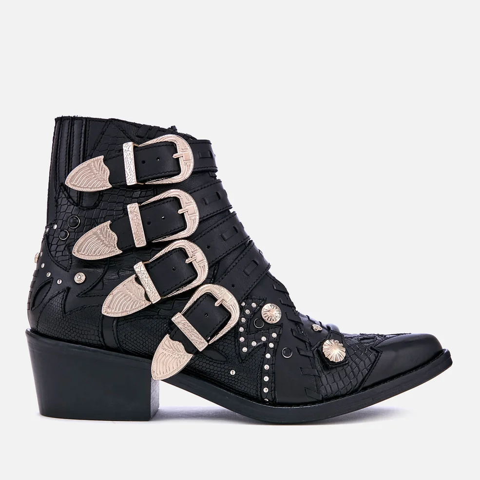 Toga Pulla Women's Buckle Leather Heeled Ankle Boots - Black Image 1