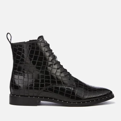 KG Kurt Geiger Women's Tilda Leather Croc Lace-Up Boots - Black