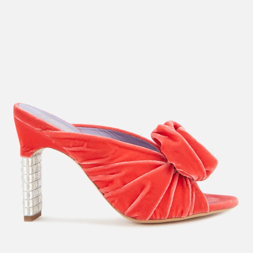 Mulberry Women's Velvet Heeled Mules - Coral Image 1