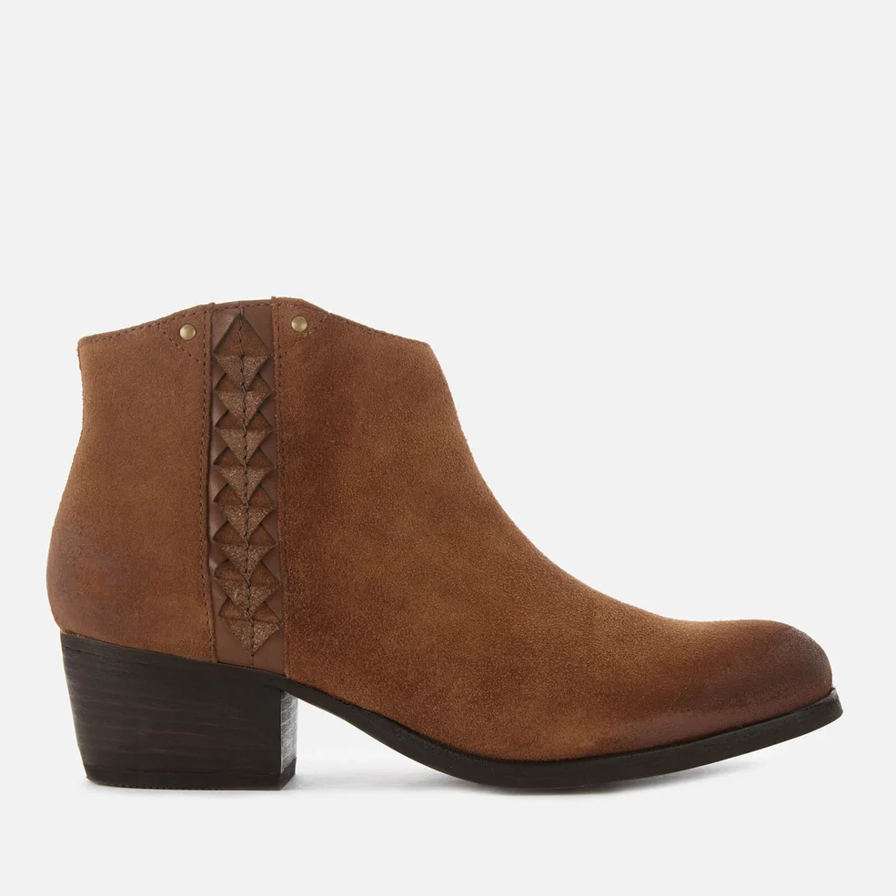 Clarks Women's Maypearl Fawn Suede Heeled Ankle Boots - Dark Tan Image 1