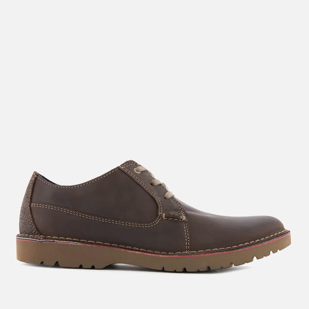 Clarks Men's Vargo Plain Leather Derby Shoes - Dark Brown Image 1