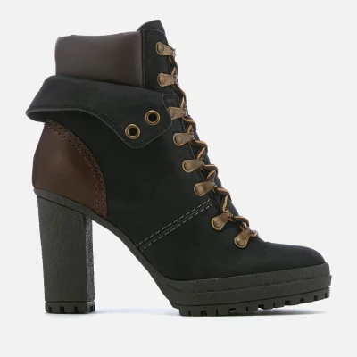 See By Chloé Women's Nabuck Platform Heeled Lace Up Boots - Nero