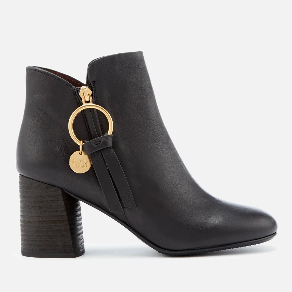 See By Chloé Women's Ring Zip Detail Heeled Ankle Boots - Nero Image 1