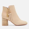 See By Chloé Women's Ring Zip Detail Heeled Ankle Boots - Beige - Image 1