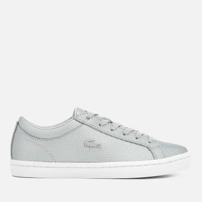 Lacoste Women's Straightset 318 2 Embossed Leather Trainers - Silver/White