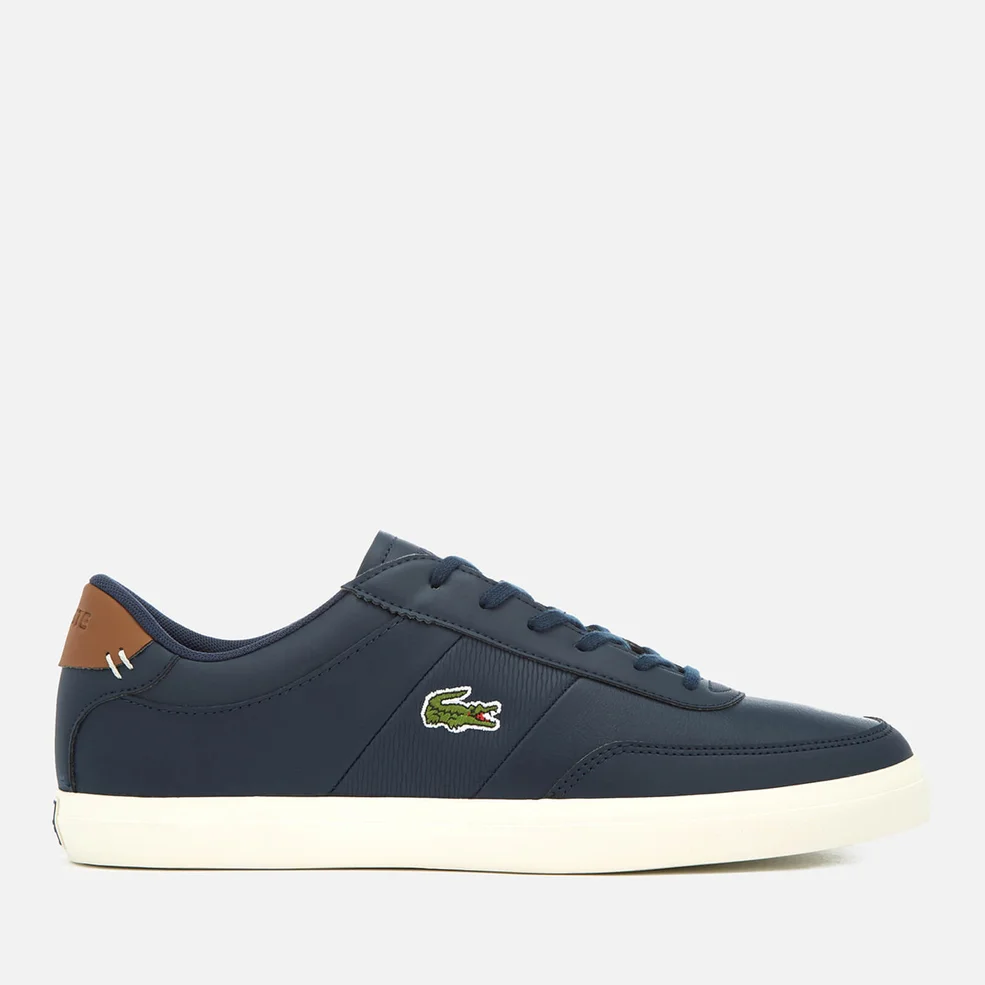 Lacoste Men's Court-Master 318 2 Leather Vulcanised Trainers - Navy/Brown Image 1