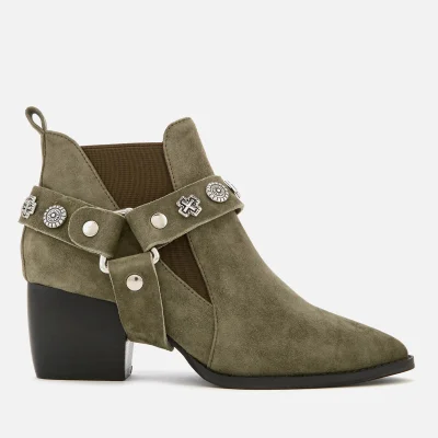 Sol Sana Women's Bruno Suede Western Heeled Boots - Olive