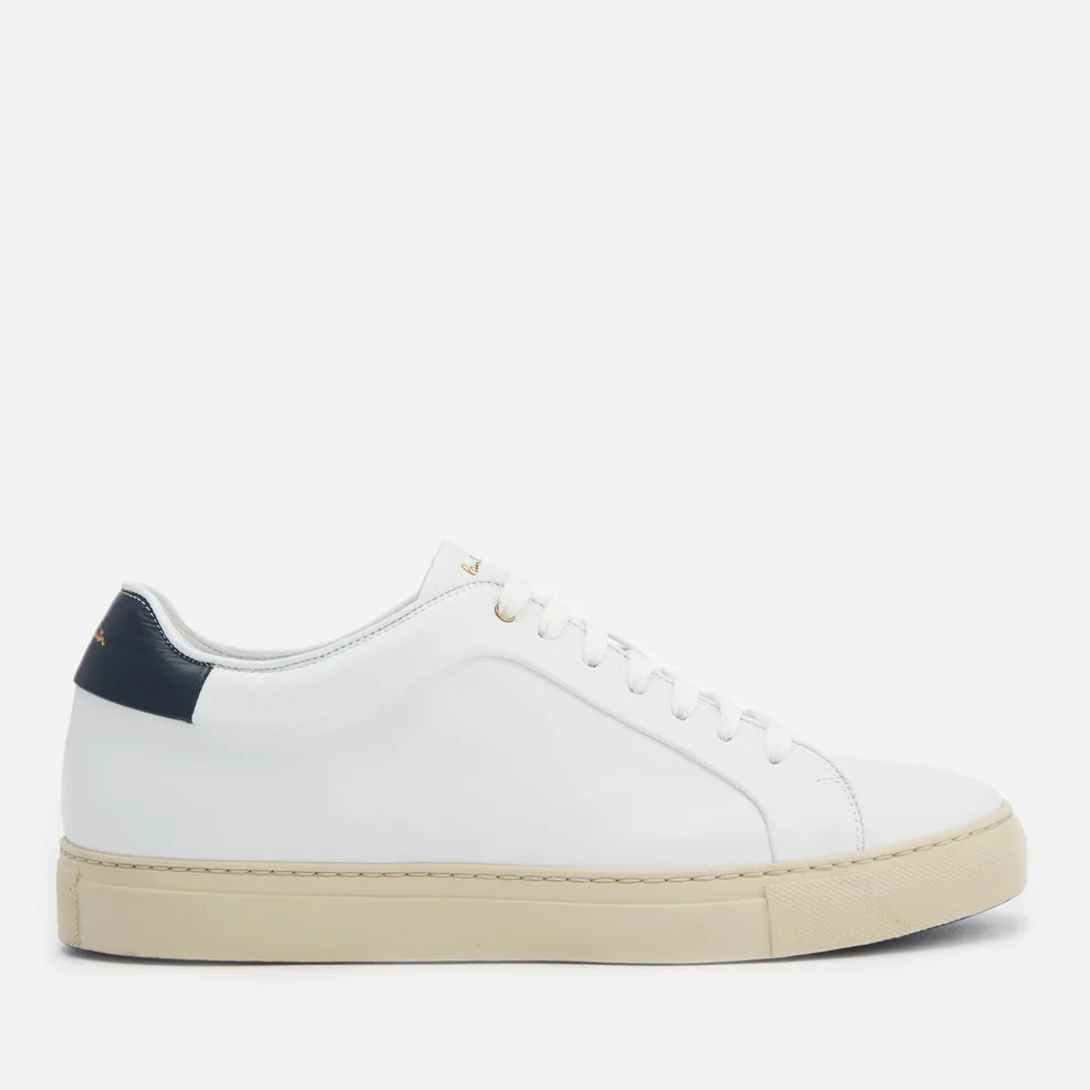 Paul Smith Men's Basso Leather Cupsole Trainers - White/Navy Tab Image 1