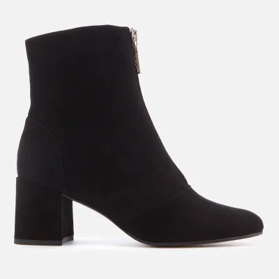 Whistles Women's Rowan Suede Front Zip Heeled Ankle Boots - Black
